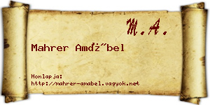 Mahrer Amábel névjegykártya